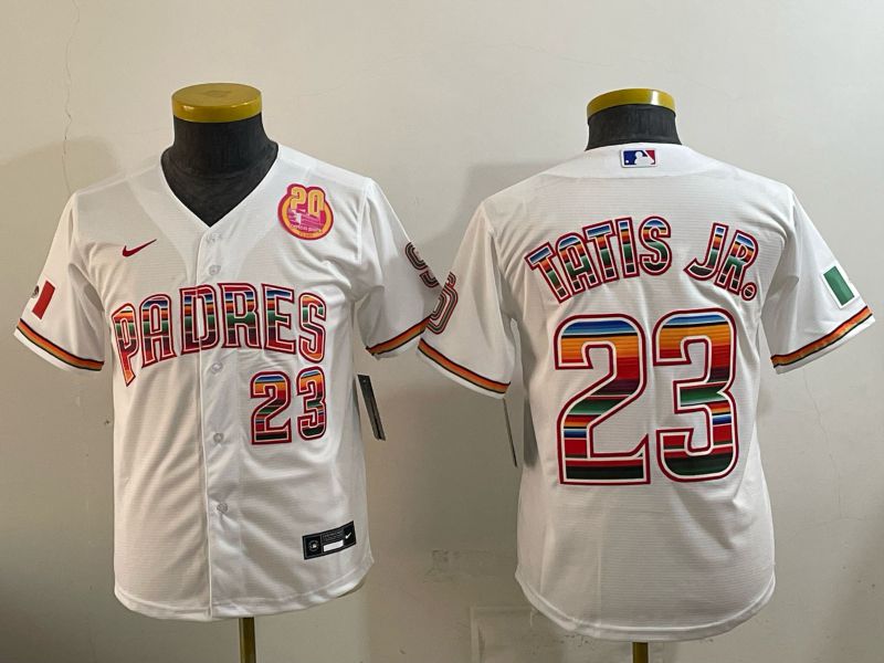 Youth 2026 San Diego Padres #23 Tatis jr White Game Nike MLB Jersey style 02->youth mlb jersey->Youth Jersey